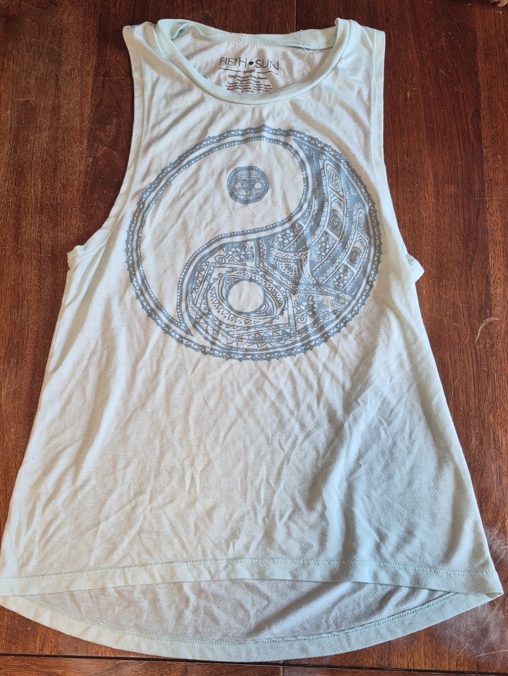Fifth Sun Mint Graphic Yin Yang Tank Top